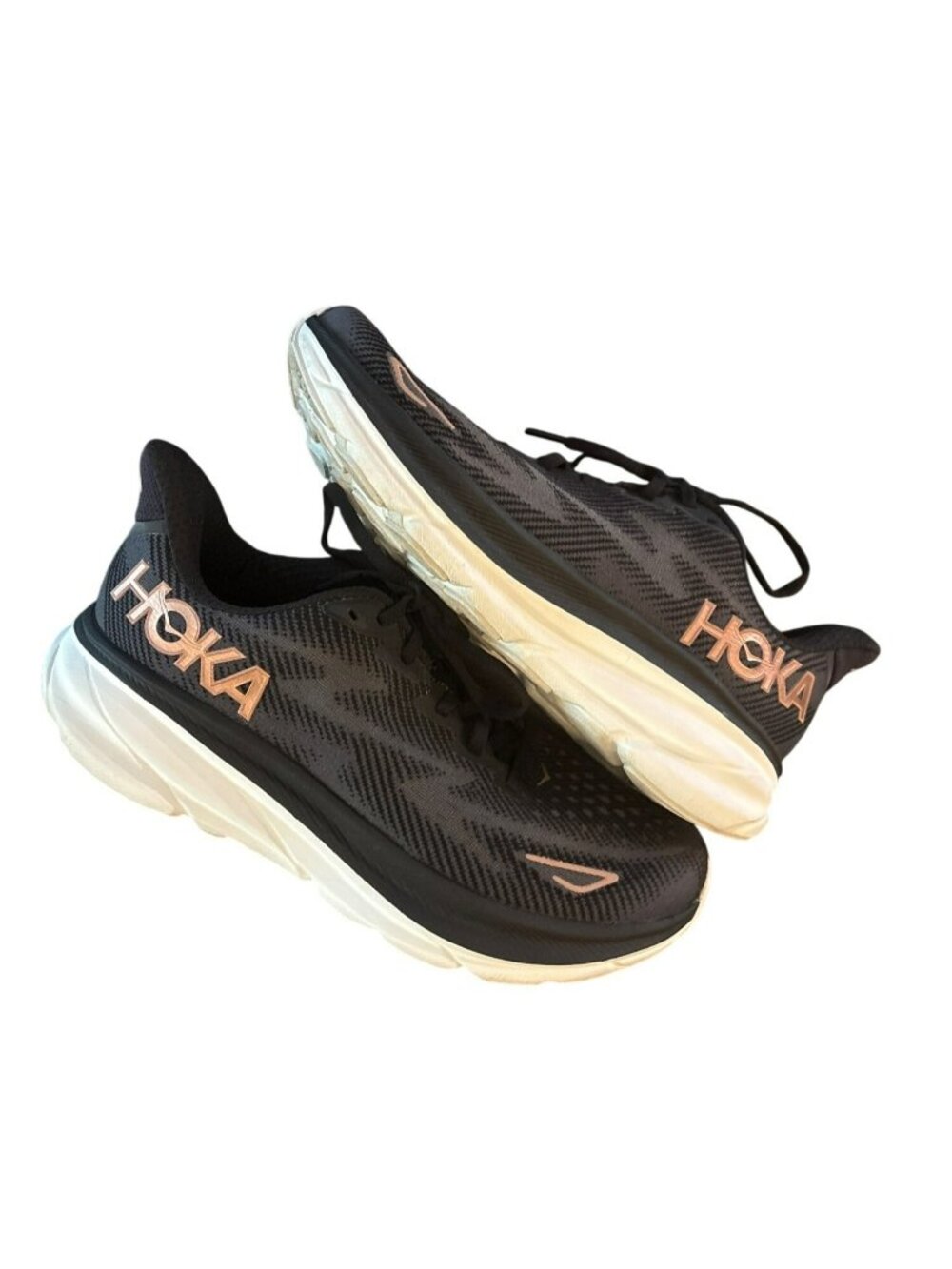 Hoka One One Clifton 9 Running Shoes Black & White Size 9.5B